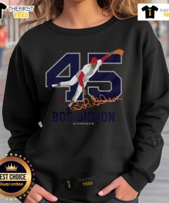 Alt Text: Premium Teambrown Bob Gibson Baseball Hall of Fame Member signature sweatshirt in stylish design and quality fabric.