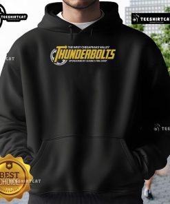 Alt Text: Premium The West Chesapeake Valley Thunderbolts Soccer Hoodie in vibrant blue, showcasing a sporty design and logo.