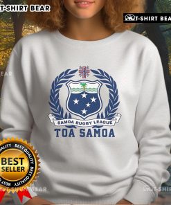 Premium Toa Samoa Rugby League sweatshirt featuring vibrant team colors and logo, perfect for fans and cozy wear.