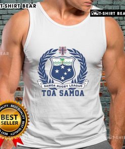 Premium Toa Samoa Rugby League tank top featuring vibrant colors and team logo, perfect for fans and athletes.
