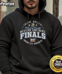 Premium Toledo Walleye 2025 Western Conference Finals Circle Hoodie in navy blue, featuring team logo and stylish design.