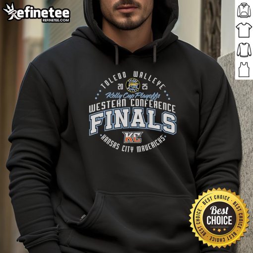 Premium Toledo Walleye 2025 Western Conference Finals Circle Hoodie in navy blue, featuring team logo and stylish design.
