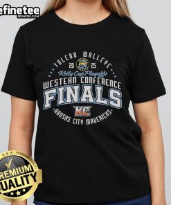 Premium Toledo Walleye 2025 Western Conference Finals Circle Ladies Tee showcasing team spirit and vibrant design.