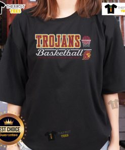 Alt Text: Vintage USC Trojans ladies tee featuring premium fabric and classic basketball design, perfect for fans and casual wear.