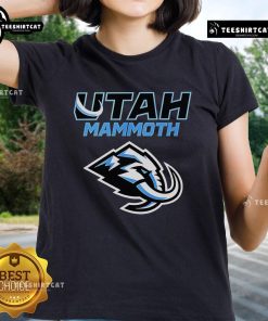 Premium Utah Mammoth logo on a stylish 2025 ladies tee, perfect for fans and casual wear.