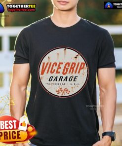 Premium Vice Grip Garage T-Shirt featuring a rusty can design, showcasing Tennessee USA style and vintage automotive theme.