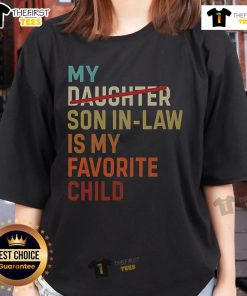 Premium Vintage 'My Daughter & Son-In-Law Is My Favorite Child' Ladies Tee, perfect gift for proud parents.