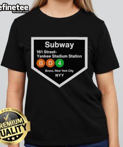 Premium Yankee Stadium Subway Stop Ladies Tee featuring a stylish design perfect for fans and commuters alike.