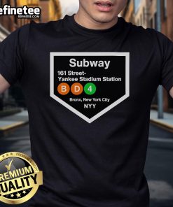 Premium Yankee Stadium Subway Stop T-Shirt featuring iconic NYC subway design for baseball fans and New York enthusiasts.