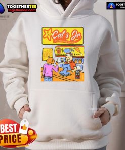 Alt Text: Cozy hoodie featuring 'Pretty Cats Jr. Charbroiled Birdies' design, promoting comfort and style for cat lovers.