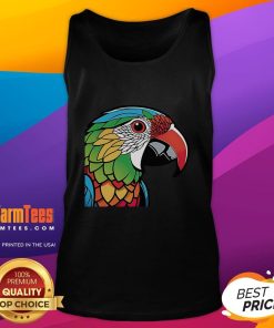 Alt Text: Colorful lovebird parrot doodle design on a trendy tank top, perfect for bird lovers and vibrant fashion enthusiasts.