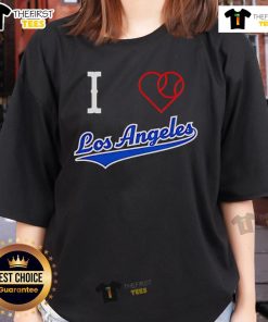Pretty I Love Los Angeles Baseball Ladies Tee featuring a stylish design perfect for LA fans and casual wear.
