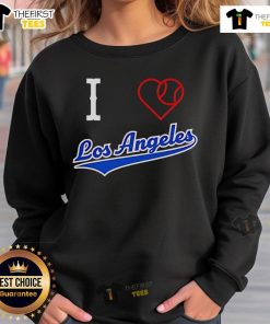 Pretty I Love Los Angeles baseball sweatshirt showcasing a stylish design perfect for LA fans and casual wear.