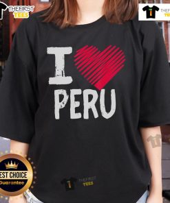 Pretty I Love Peru ladies tee featuring a stylish heart design, perfect for expressing your love for Peru.