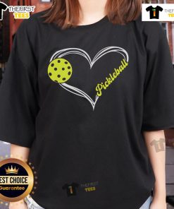 Pretty 'I Love Pickleball' cute match ladies tee in vibrant colors, perfect for pickleball enthusiasts.