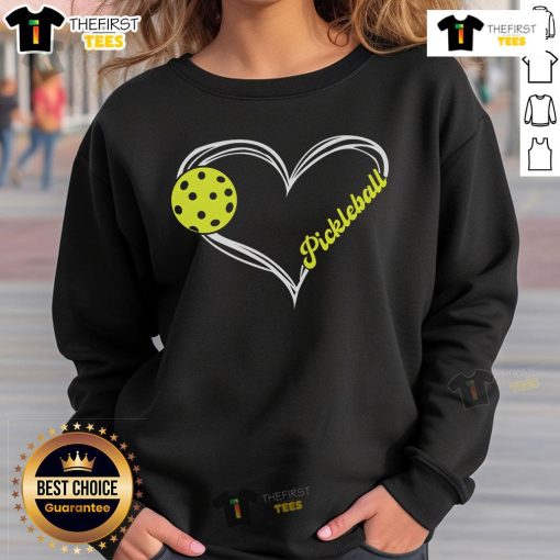 Cute 'I Love Pickleball' sweatshirt, perfect for fans of the sport, featuring a stylish design and comfortable fit.