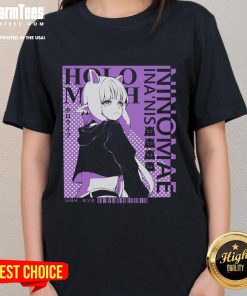 Alt Text: Pretty Ina Hololive Ninomae Inanis Vtuber Ladies Tee featuring vibrant design and anime character illustration.