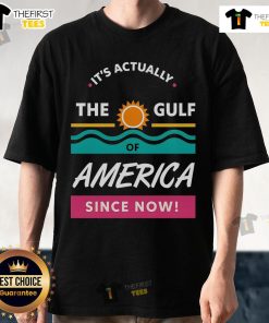 Pretty It's Actually The Gulf Of America Since Now T-Shirt design featuring vibrant colors and a coastal theme.