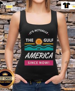 Stylish tank top featuring 'Pretty, It's Actually The Gulf Of America' design, perfect for summer fashion and beach outings.