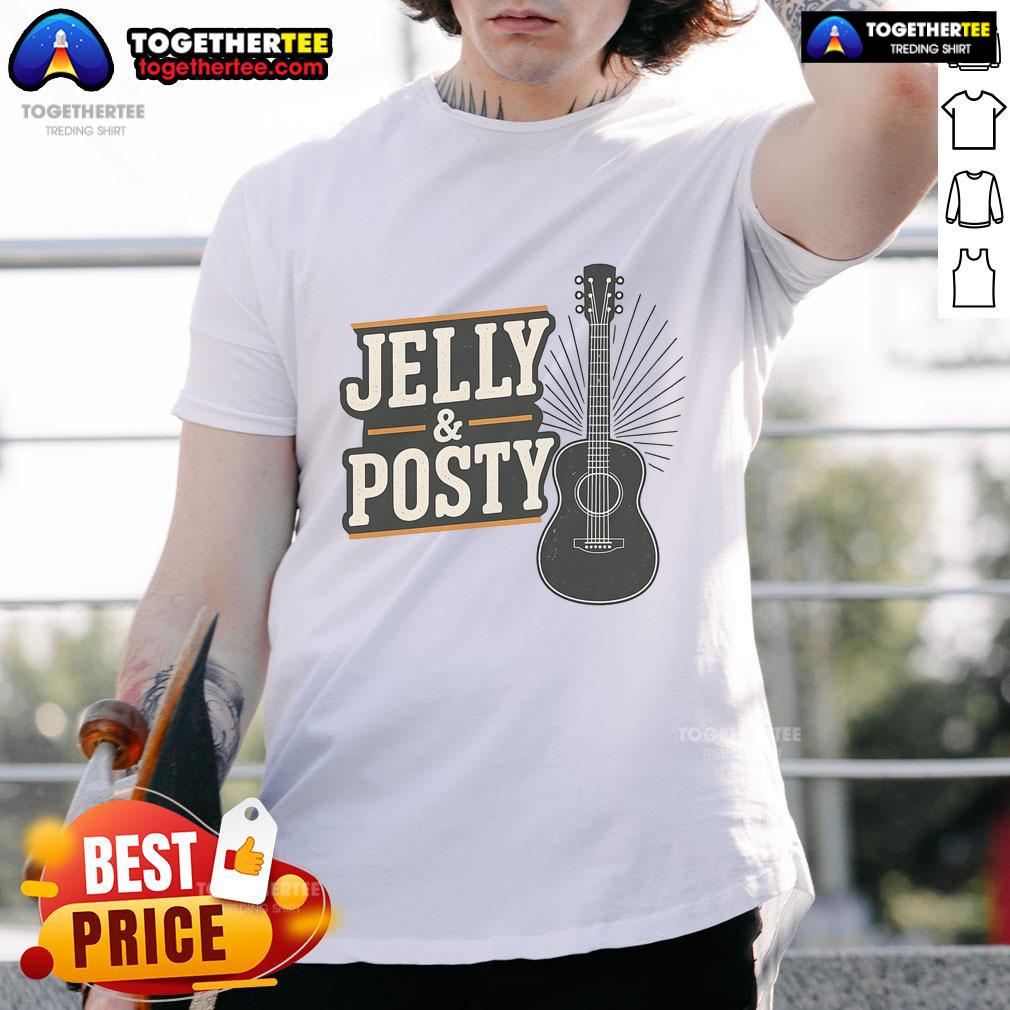 Pretty Jelly & Posty Guitar Music T Shirt Pretty Jelly & Posty Guitar Music T-Shirt featuring vibrant graphics of guitars and colorful jelly design, perfect for music lovers.