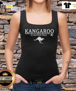 Pretty Kangaroo A Love Hate Story tank top featuring a vibrant kangaroo graphic, perfect for casual wear.