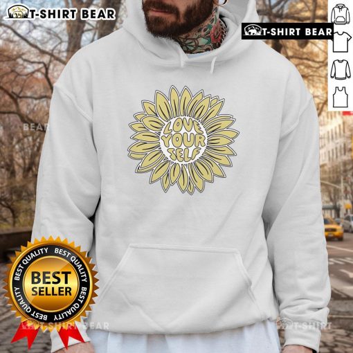 Pretty Levity Love Yourself Flower Hoodie featuring vibrant floral design and cozy fit for a stylish, positive vibe.