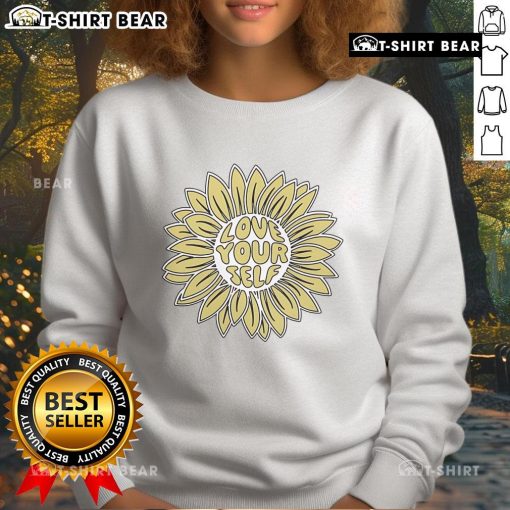 Pretty Levity Love Yourself Flower Sweatshirt featuring vibrant floral design and cozy fit, perfect for self-love and comfort.