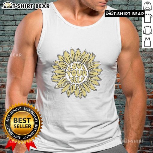 Alt Text: Pretty Levity Love Yourself Flower Tank Top in vibrant colors, perfect for casual summer outfits and self-expression.