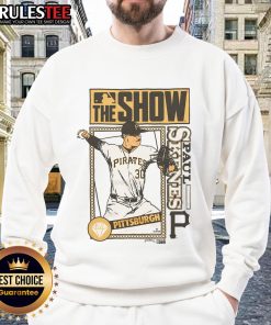 Pretty MLB The Show Pirates Paul Skenes sweatshirt featuring team logo and vibrant design for fans and gamers.