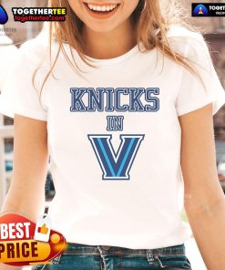 Pretty New York Knicks in V Ladies Tee, featuring vibrant team colors and stylish design perfect for female fans.