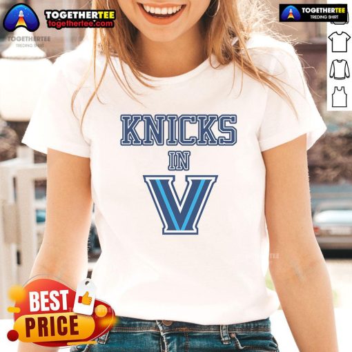 Pretty New York Knicks in V Ladies Tee, featuring vibrant team colors and stylish design perfect for female fans.