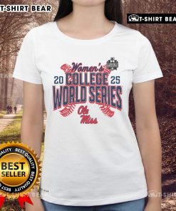 Pretty Ole Miss Rebels 2025 NCAA Softball Women's College World Series ladies tee shirt design in vibrant colors.