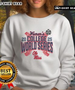 Pretty Ole Miss Rebels 2025 NCAA Softball Women's College World Series sweatshirt featuring team colors and logo.