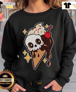Alt Text: Pretty Spooky Summer Treat Ice Cream Skull Sweatshirt featuring a fun skull design perfect for warm weather style.