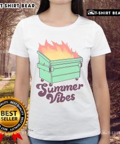 Pretty Summer Vibes Dumpster Fire Ladies Tee featuring vibrant colors and a fun graphic design perfect for summer wear.
