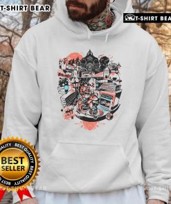 Alt Text: Cozy hoodie featuring Roxas from Kingdom Hearts against a stunning twilight town sundown backdrop.