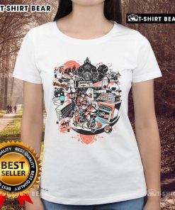 Pretty sundown scene featuring Roxas from Kingdom Hearts in Twilight Town on a stylish ladies tee.