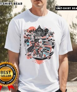 Pretty Sundown Struggle Roxas and Twilight Town Kingdom Hearts T-Shirt featuring vibrant sunset colors and iconic characters.