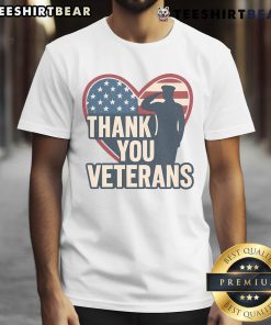 Pretty Thank You Veterans America Heart T-Shirt featuring a patriotic heart design honoring veterans in vibrant colors.