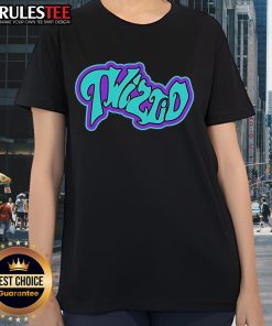 Alt Text: Pretty Twiztid Mostasteless 8-Bit Wavy Logo Ladies Tee featuring vibrant graphic design on a stylish shirt.