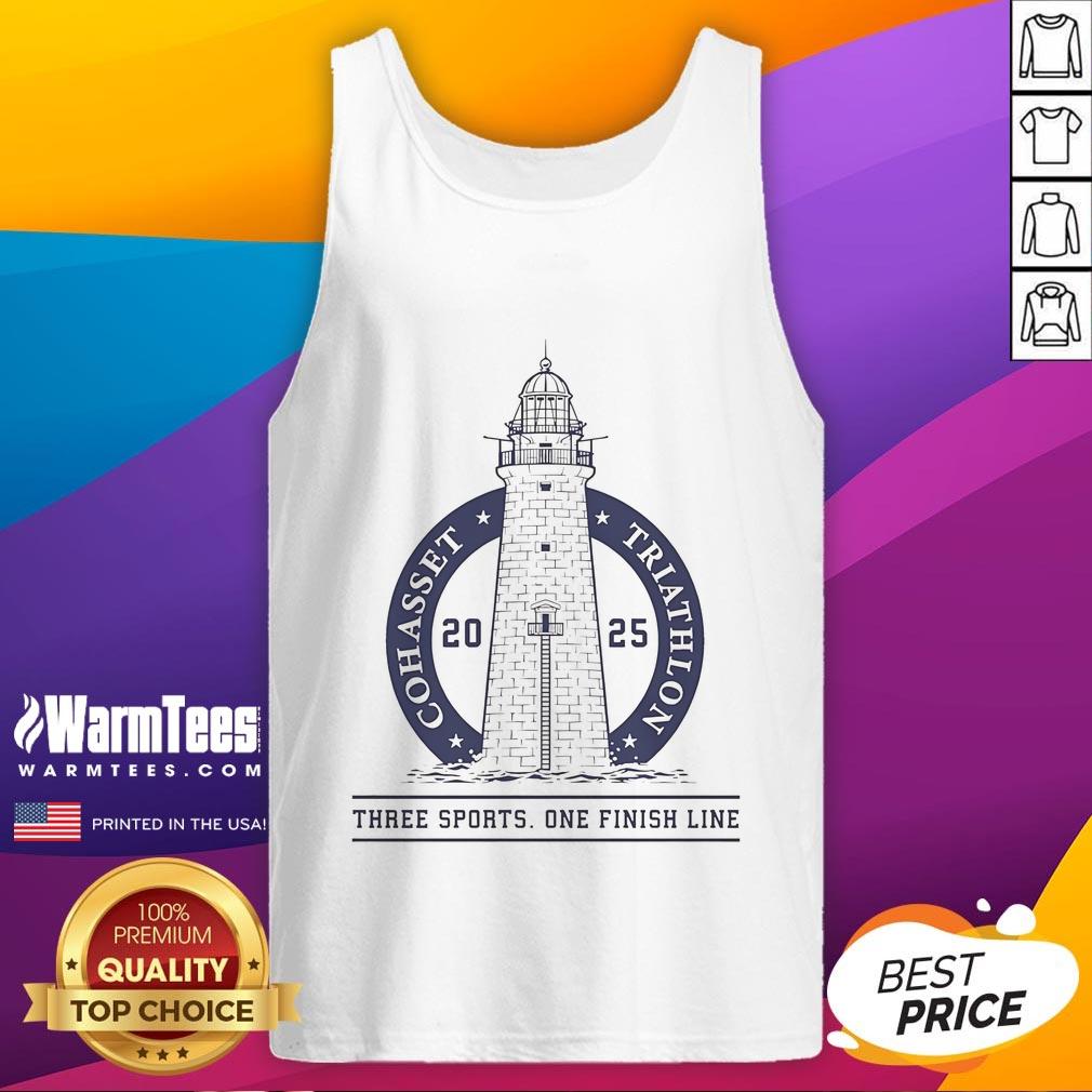 Top 2025 Cohasset Triathlon Three Sports One Finish Line Tank Top Top 2025 Cohasset Triathlon tank top showcasing three sports and one finish line design, perfect for athletes and fans.