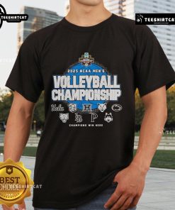 Alt Text: Top 2025 NCAA Men's Volleyball Championships opening round T-shirt featuring vibrant team colors and championship logo.