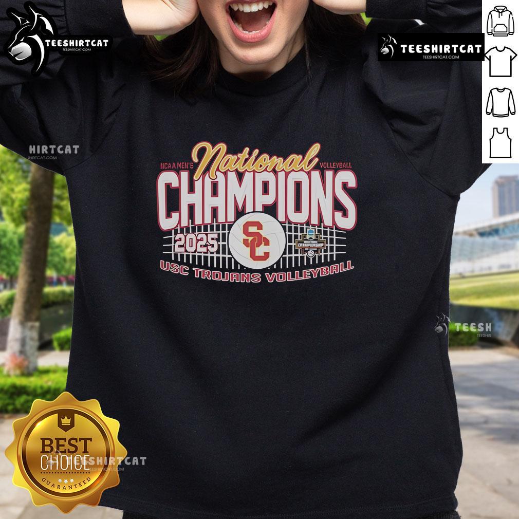 Top 2025 Ncaa Men'S Volleyball National Champions Usc Trojans Sweatshirt USC Trojans sweatshirt celebrating the 2025 NCAA Men's Volleyball National Champions, showcasing team pride and style.