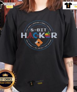 Top 8-Bit Hacker Ladies Tee featuring retro gaming graphics and stylish design for tech-savvy women.