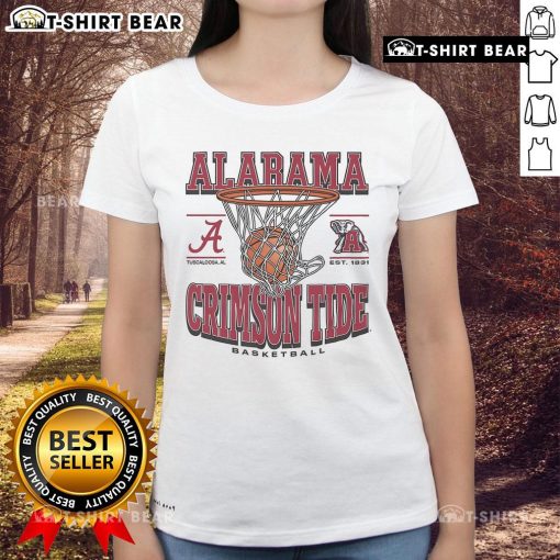 Stylish Top Alabama Crimson Tide Game Time Ladies Tee featuring team colors and logo, perfect for game day fashion.