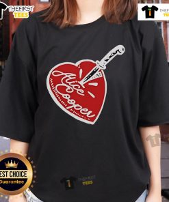 Top Alice Cooper Stab Heart Knife Ladies Tee featuring a bold graphic design perfect for fans of classic rock fashion.