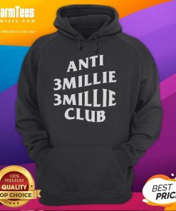 Top Anti 3millie Club Hoodie in black, featuring bold logo design, perfect for streetwear enthusiasts and fans.