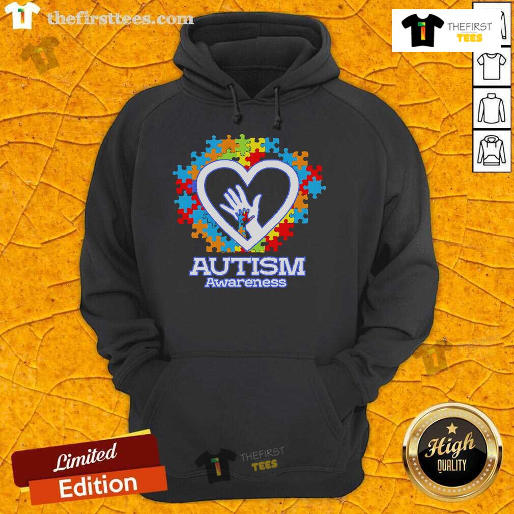 Top Autism Awareness Hands Puzzle Heart Hoodie Top Autism Awareness hoodie featuring colorful puzzle heart design, promoting acceptance and understanding of autism.
