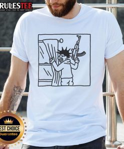 Top Awful Who's That Peeking Through My Window T-Shirt featuring a spooky design perfect for Halloween enthusiasts.