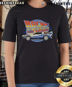 Vintage ladies tee featuring a top back view of a classic car design from Back to the Furious, perfect for car enthusiasts.
